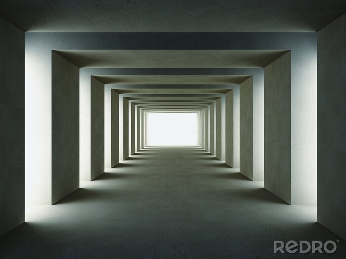 Fotobehang Donkere 3D tunnel