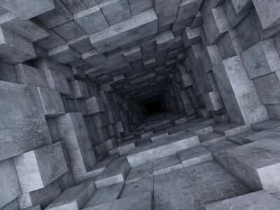 Donkere betonnen tunnel