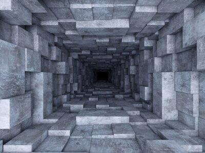 Fotobehang Donkere geometrische tunnel
