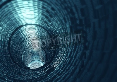 Fotobehang Donkere tunnel met verlichting