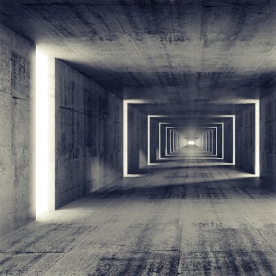 Fotobehang Donkere tunnel van beton