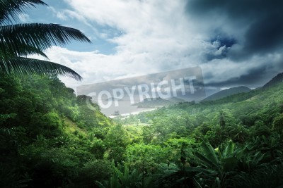 Fotobehang Donkere wolken boven de tropen