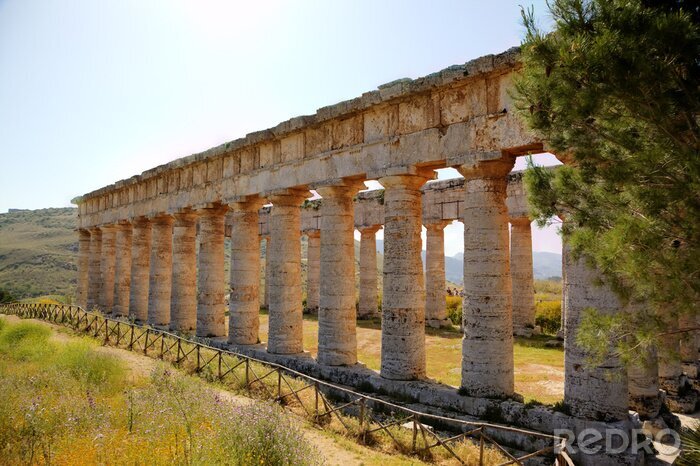Fotobehang Dorische tempel in Segesta, Sicilië, Italië
