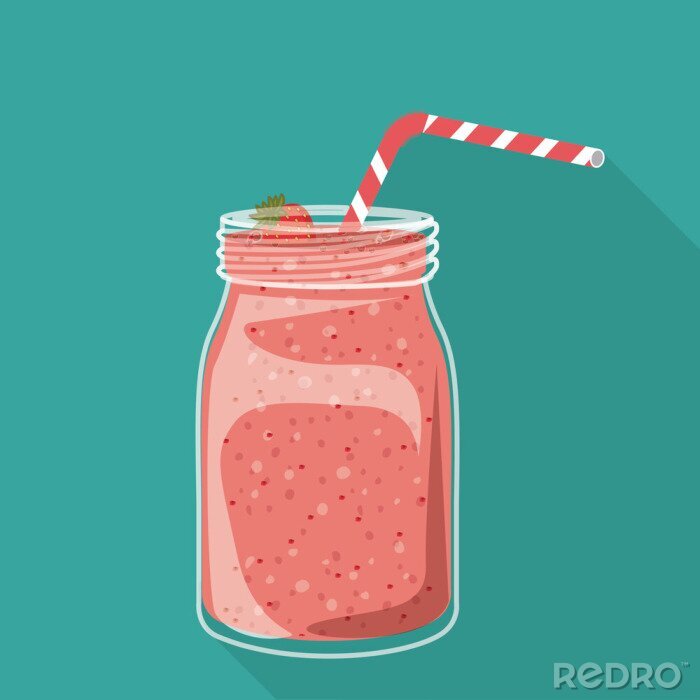 Fotobehang Drankje met aardbeien