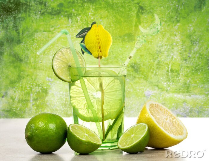 Fotobehang Drankje met limoen en citroen