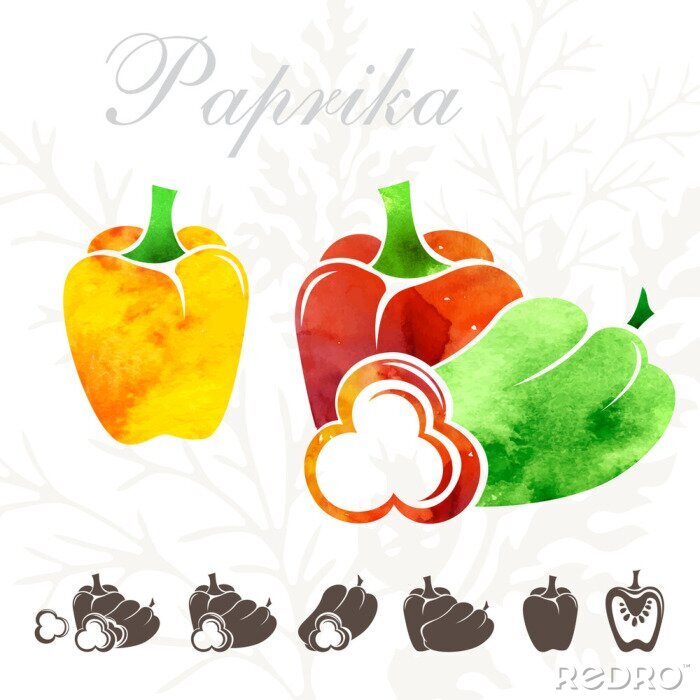Fotobehang Drie kleuren paprika's