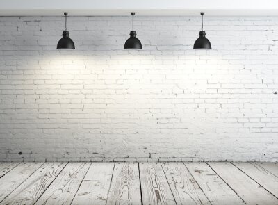 Fotobehang Drie lampen bij een witte muur