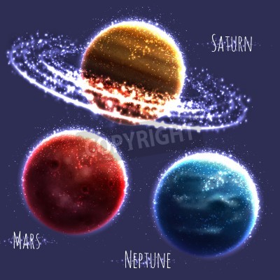 Fotobehang Drie planeten van het zonnestelsel