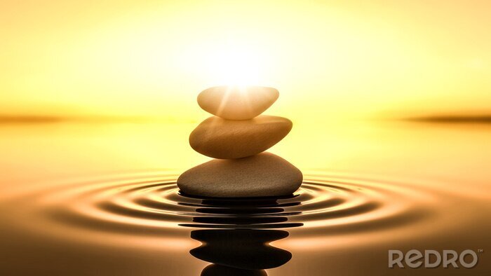 Fotobehang Drie stenen in het water