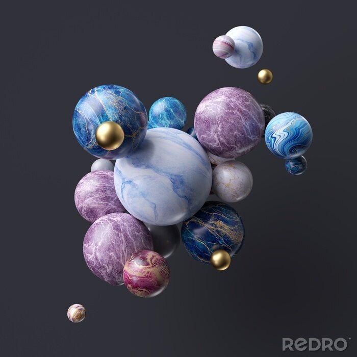 Fotobehang Driedimensionale ballen in kleur