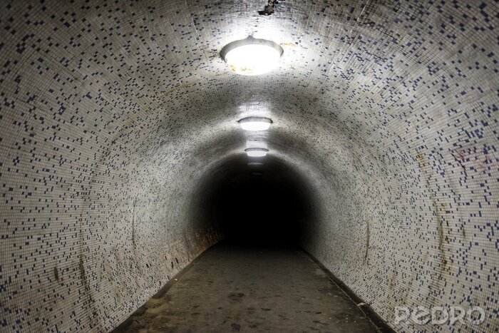 Fotobehang Driedimensionale tunnel met mozaïek