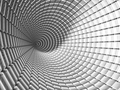 Fotobehang Driedimensionale tunnel van geometrische mesh