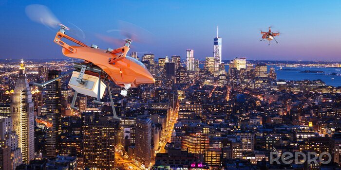 Fotobehang Drones boven de stad in Amerika