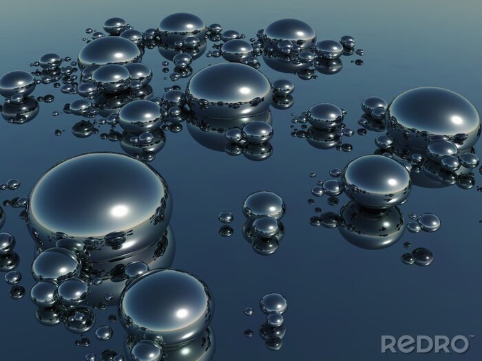 Fotobehang Druppels op glas in 3D