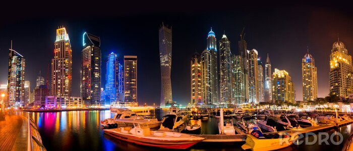Fotobehang Dubai Skyline by night