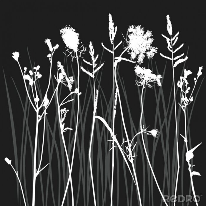 Fotobehang echte gras silhouet - vector - twee kleuren