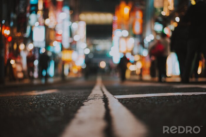 Fotobehang Een artistieke kijk op een straat in Tokio