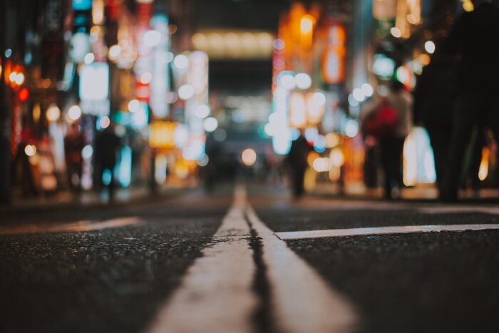 Fotobehang Een artistieke kijk op een straat in Tokio