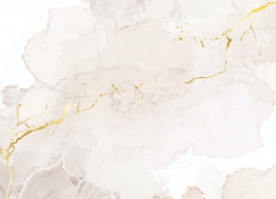 Fotobehang Een beige vlek gesneden met een gouden lint