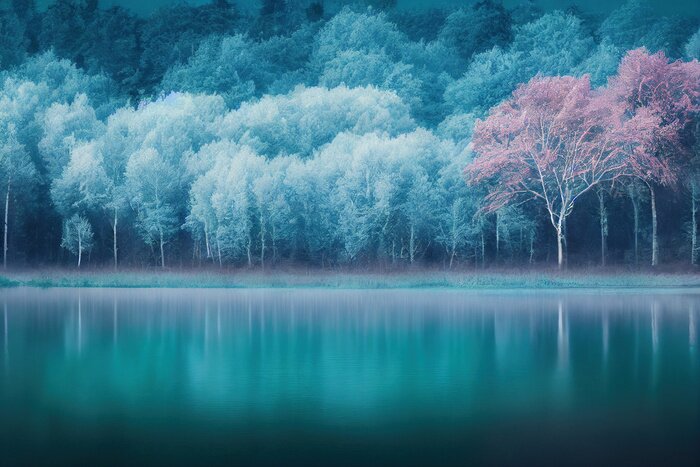 Fotobehang Een bos in een pastel warp