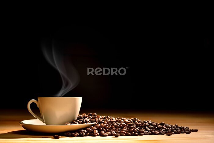 Fotobehang Een dampende kop koffiebonen