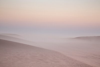 Fotobehang Een delicaat woestijnlandschap in de mist