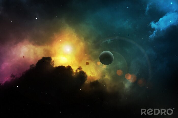 Fotobehang Een fantasielandschap met een galaxy