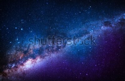 Fotobehang Een galactisch landschap in tinten blauw