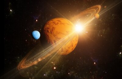 Fotobehang Een grote planeet in de ruimte