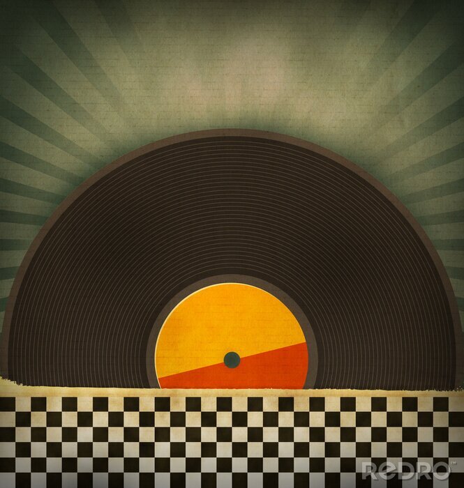 Fotobehang Een hit vinylplaat in een kartonnen doos