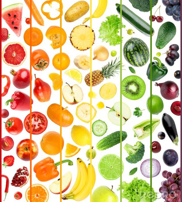 Fotobehang Een kleurrijke mix van groenten en fruit