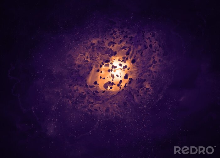 Fotobehang Een magisch sterrenstelsel dat een warm licht verbergt