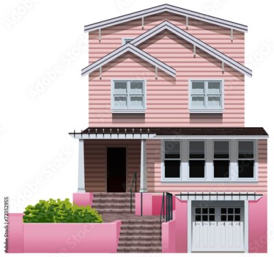 Fotobehang Een mooi roze huis