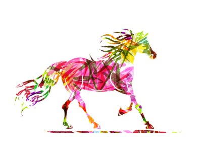 Fotobehang Een paard in linten van kleur