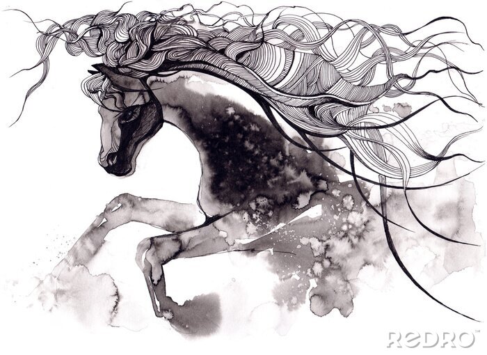 Fotobehang Een paardenpatroon in aquarel