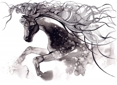 Fotobehang Een paardenpatroon in aquarel