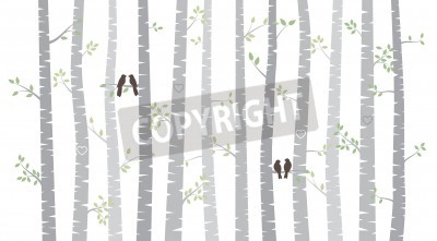 Fotobehang Een patroon dat berkentakken imiteert