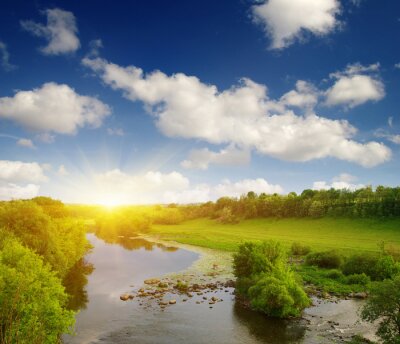 Fotobehang Een prachtig landschap met een rivier