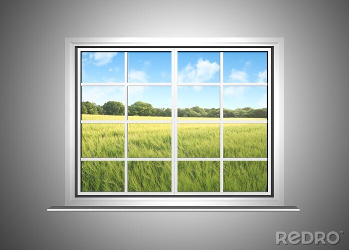 Fotobehang een raam uitzicht