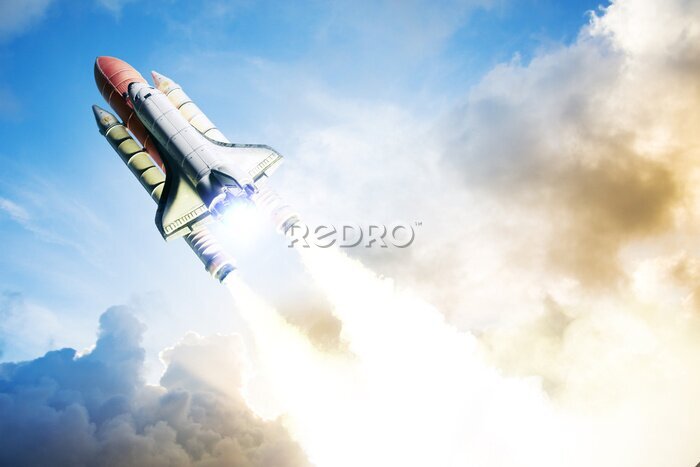 Fotobehang Een raket die de ruimte in vliegt