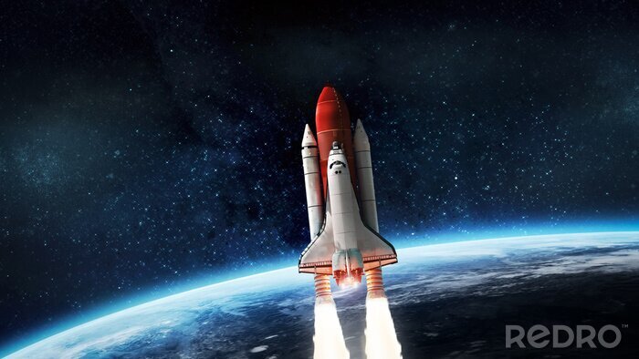 Fotobehang Een ruimteschip in de ruimte