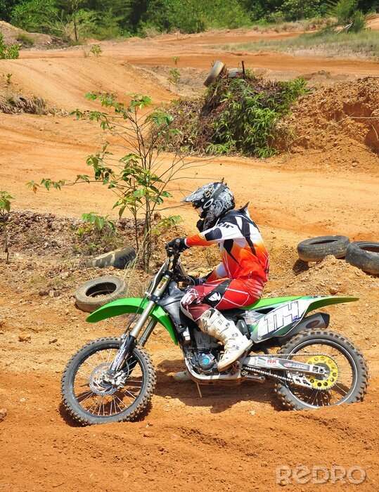 Fotobehang Een ruiter Doen Cornering