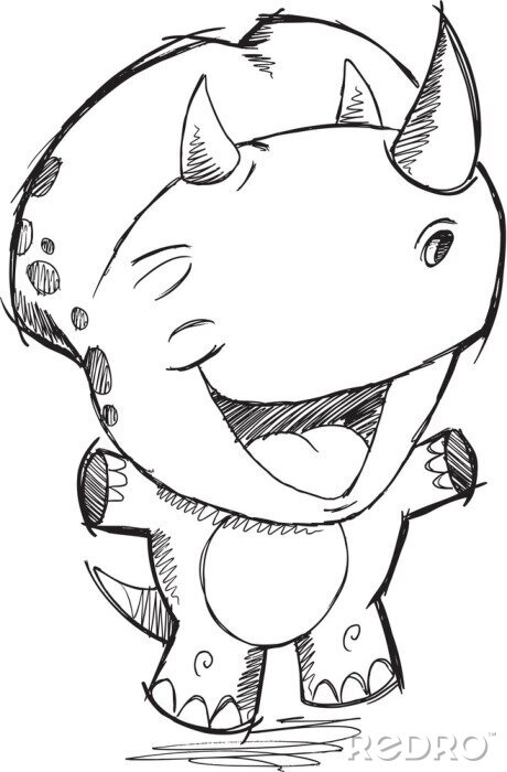 Fotobehang Een schets van een lachende dinosaurus