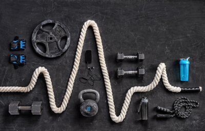 Fotobehang Een set fitnessapparatuur