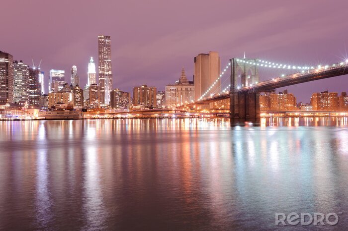 Fotobehang Een sfeervolle stad en de Brooklyn Bridge