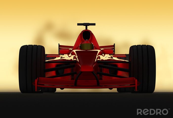 Fotobehang Een snel rijdende rode auto