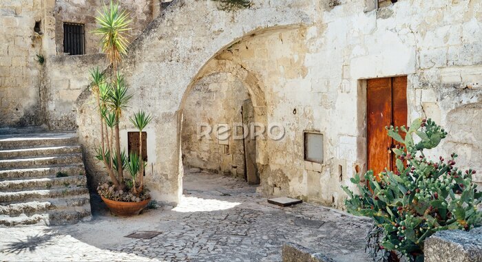 Fotobehang Een straat in Matera, Italië