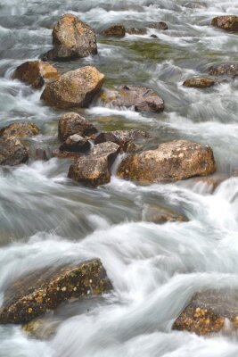 Fotobehang Een stromende rivier met stenen