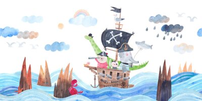 Fotobehang Een tochtje op een piratenschip