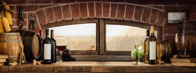 Fotobehang Een vensterbank in een Parijse wijngaard
